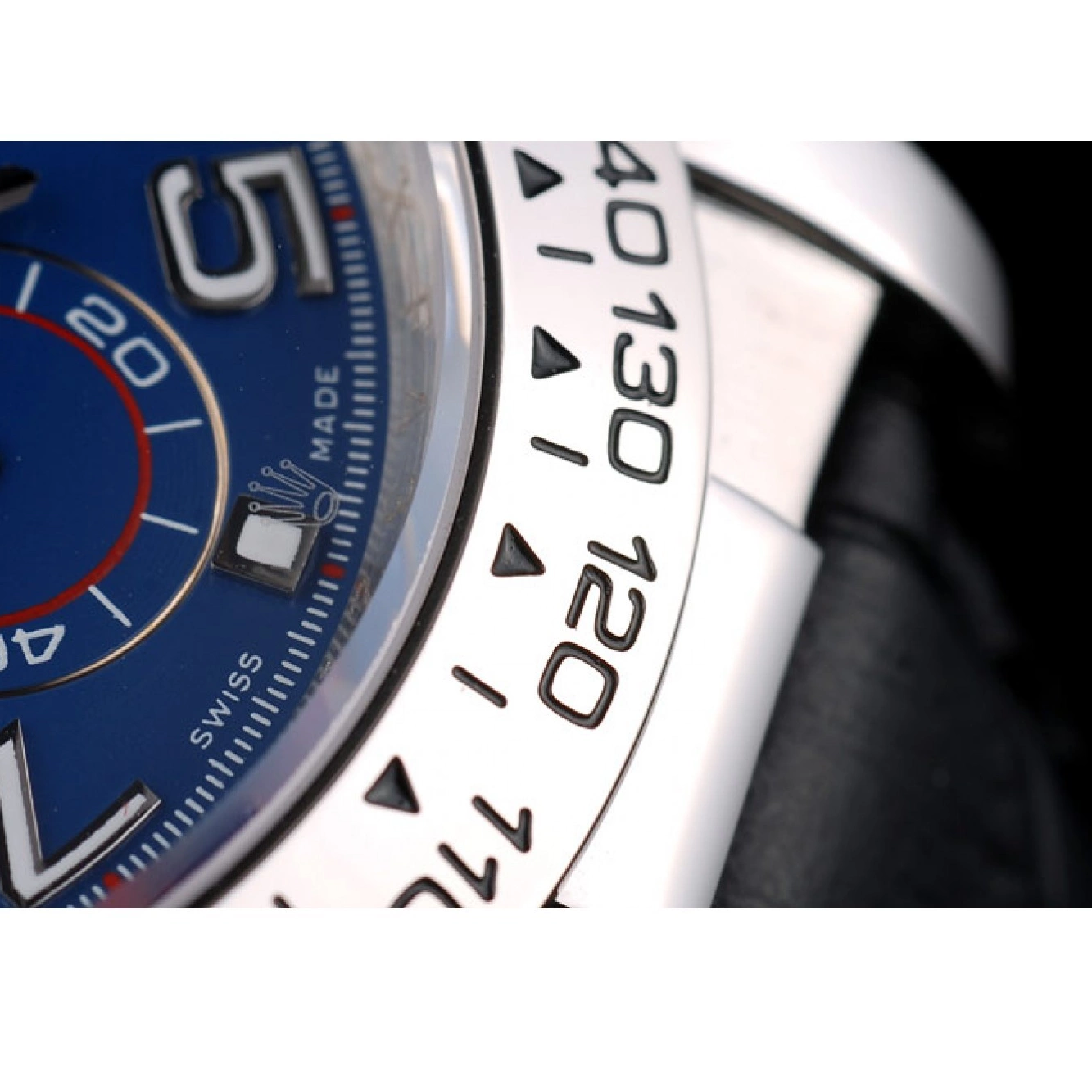 Aaa replica watch Case Steel Black Dial Rolex Daytona Stainless Blue Strap Leather 0625